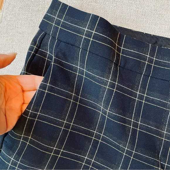 Ann Taylor Devin Fit Navy Grey Yellow White Plaid Pockets Trousers Pants Office - Picture 10 of 13